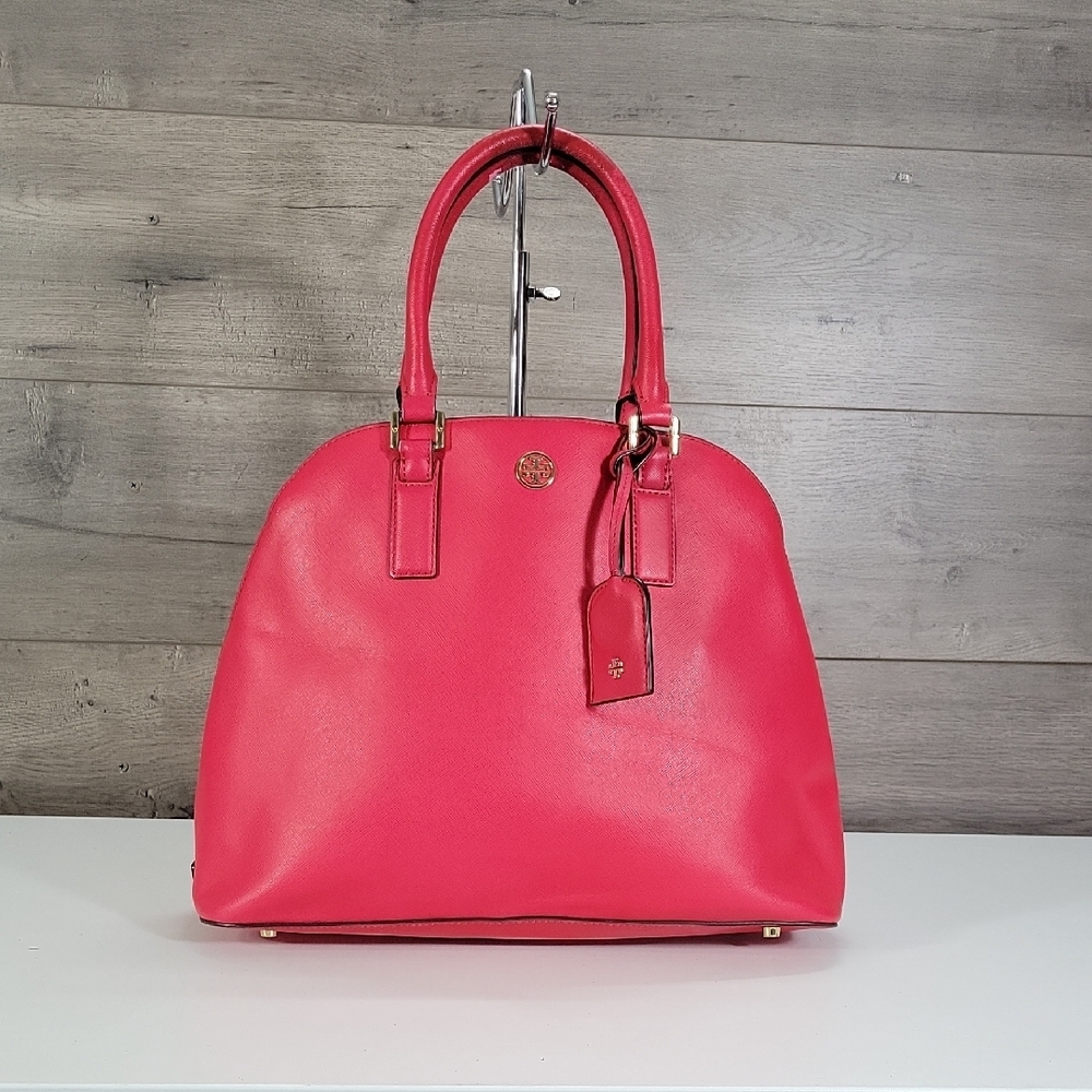 Tory Burch Fuchsia Saffiano Leather Dome Satchel Handbag